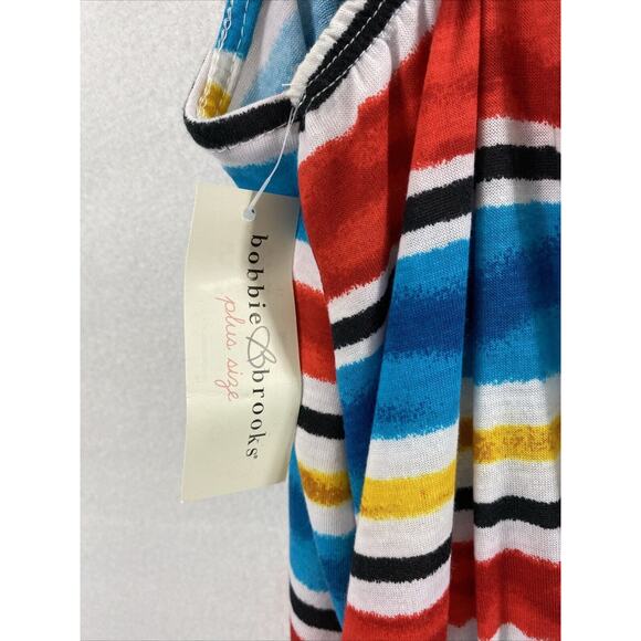 Bobbie Brooks Sundress Womens Plus Size 1X Red Blue Stripe Knit Beach Coverup - Picture 10 of 11